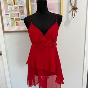 Delicates Red Chiffon Tie Back Dress / Lingerie Fairy Y2K